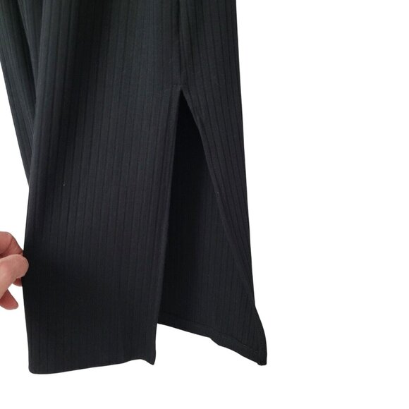 A New Day Ribbed V-Neck Twist Front Midi Dress Womens Size Small Black Side Slit - Picture 5 of 6